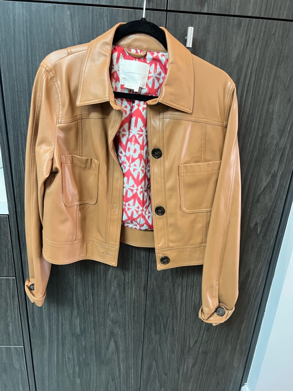 Anthropologie Faux Leather/soft Womens Jacket - Camel Brown